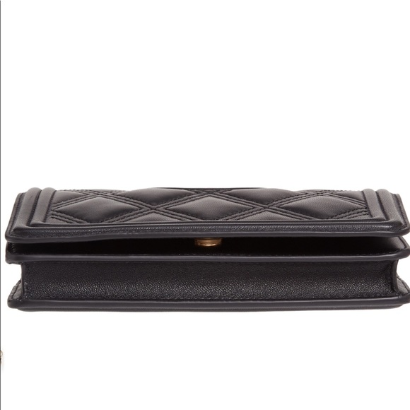 NWT Black Fleming Quilted Leather Wallet on Chain - Picture 6 of 8